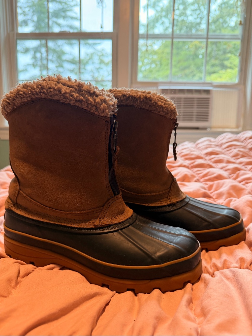 London Fog Brown, Black & Tan Waterproof Winter Boots with Faux Fur Trim